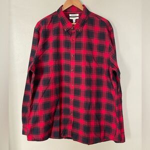 Goodthreads NWOT Slim Red/Black Plaid button down long sleeves shirt XXL